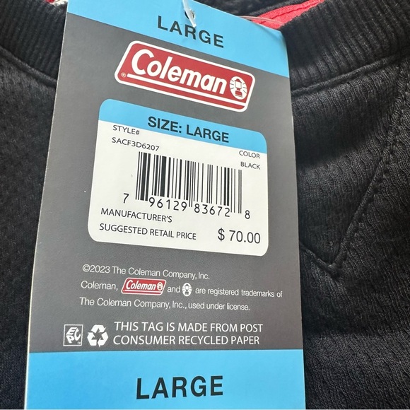 Coleman Mens Large Bonded Pullover Work Sweatshirt Pocket Comfort Fit Fleece NEW - Picture 3 of 12
